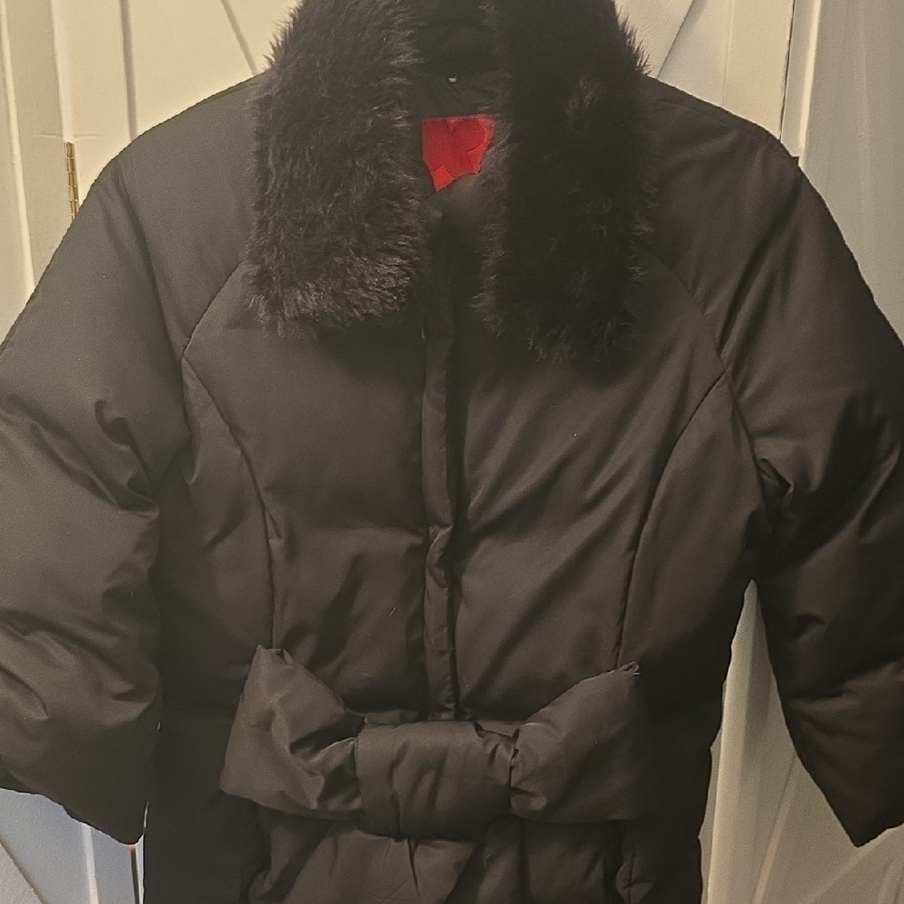 Joe Fresh Black Puffer Jacket with Fur Collar